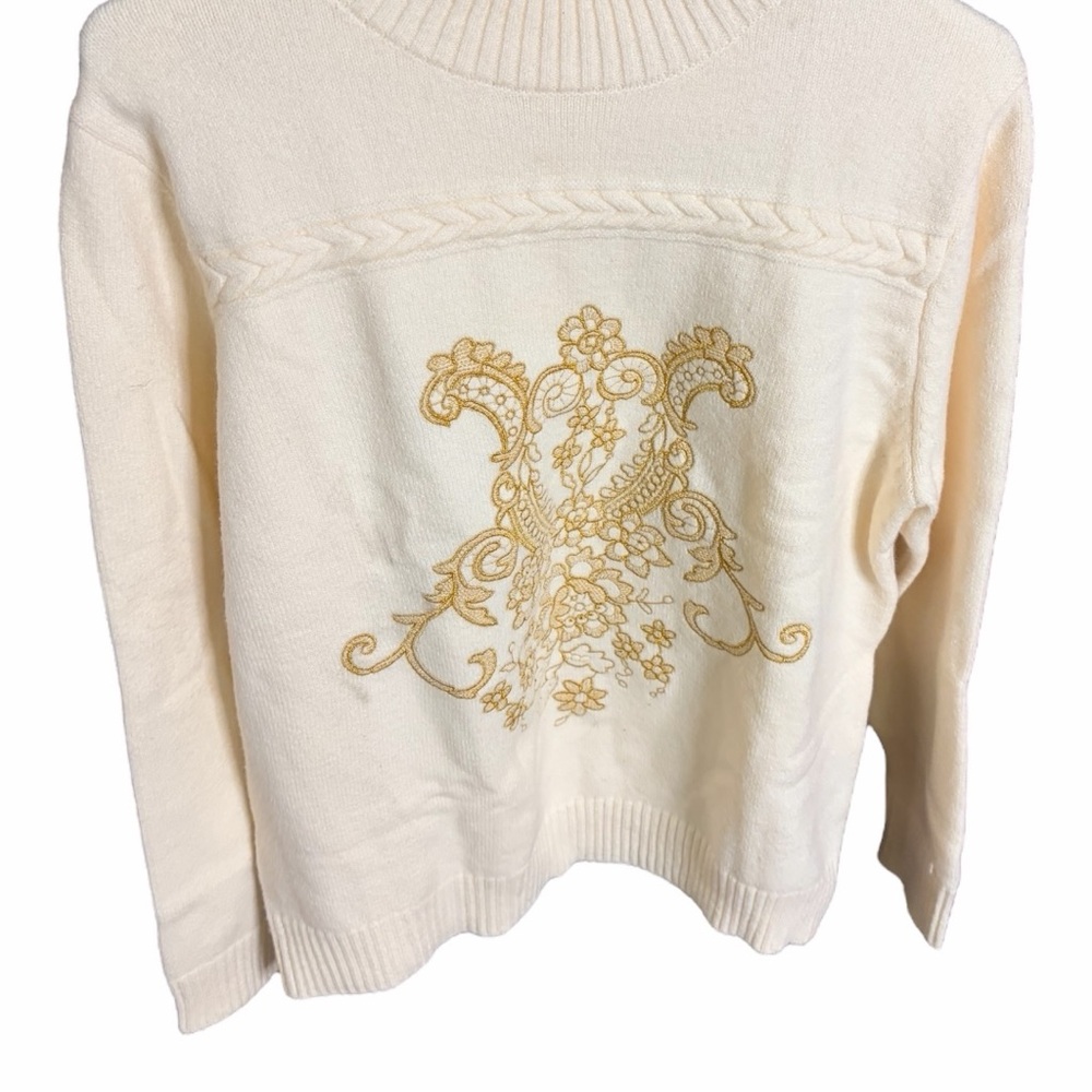 MOTF Cream Sweater with Gold Embroidery